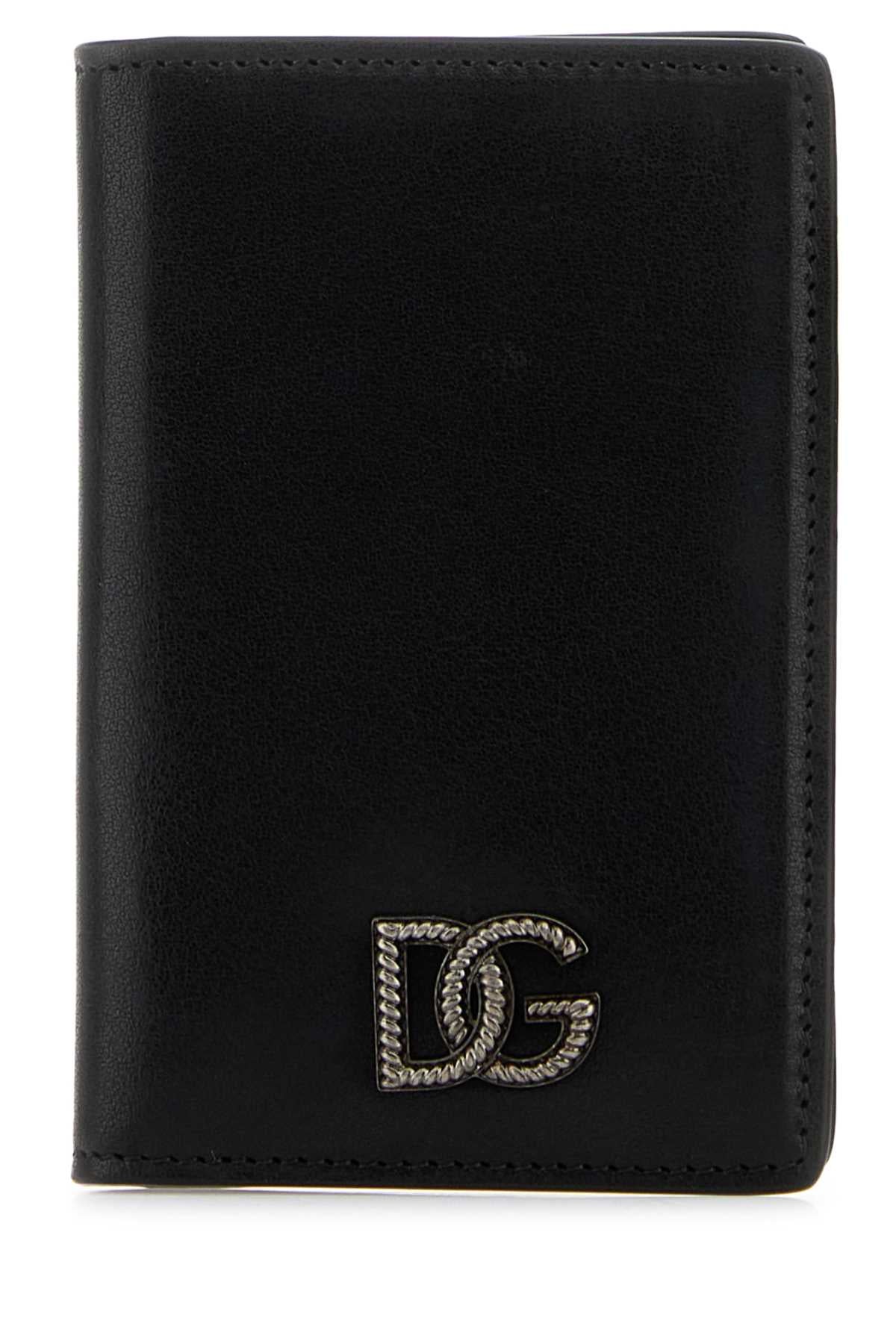 Dolce & Gabbana Leather Card Holder Wallet — Black Vitello