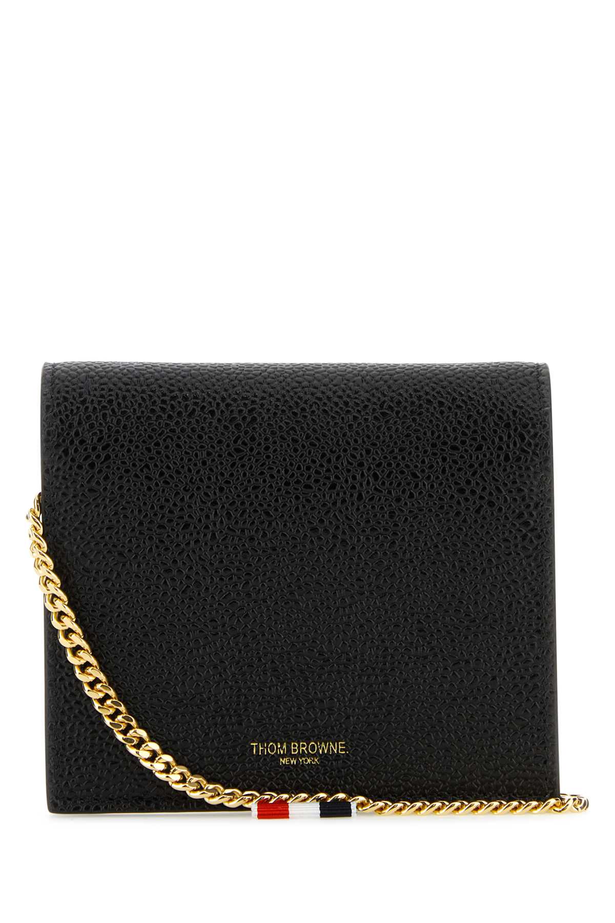 Thom Browne Grain Leather Card Case — Black Exterior: Cases
