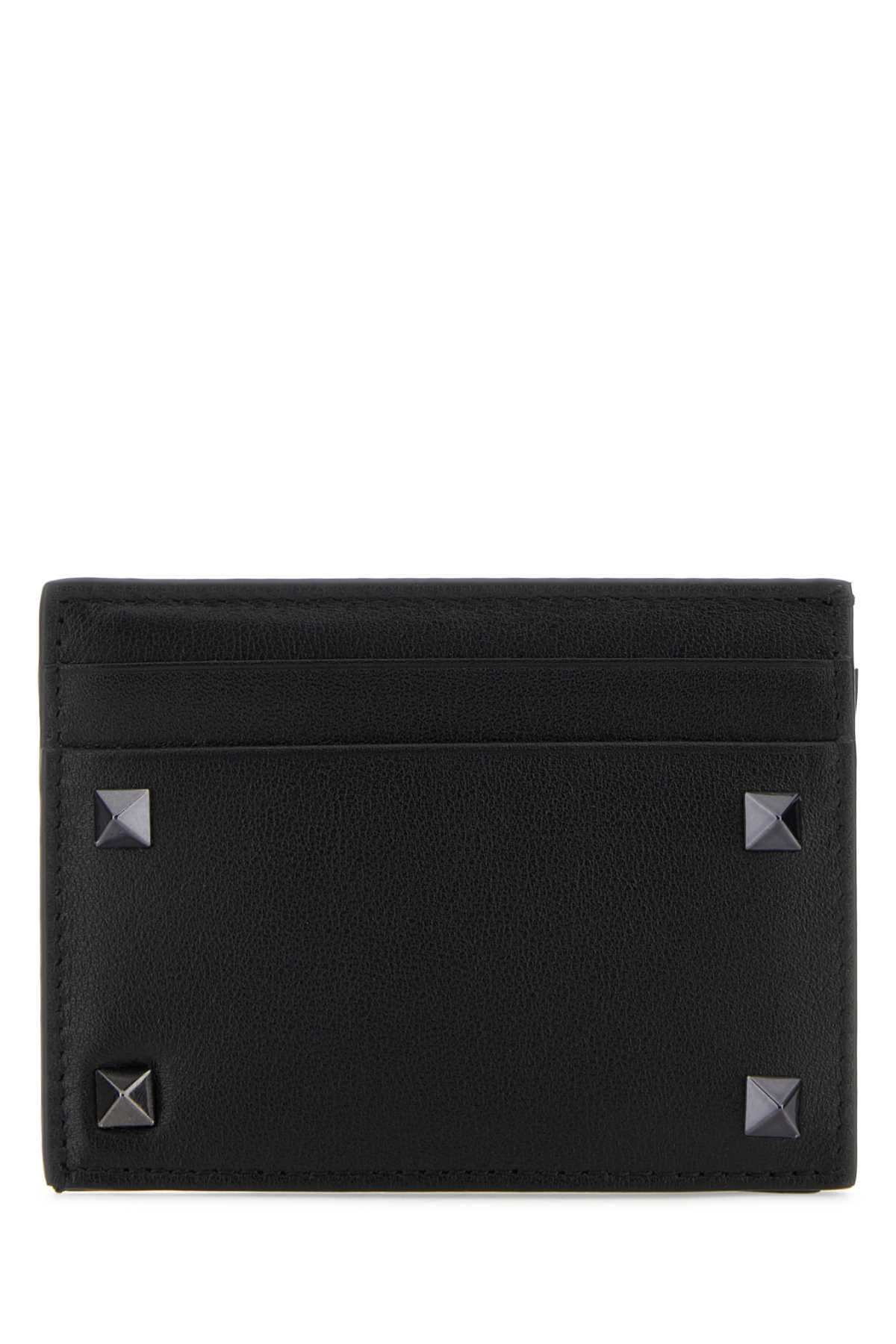 Valentino Garavani Studded Leather Card Case — Black Wallet