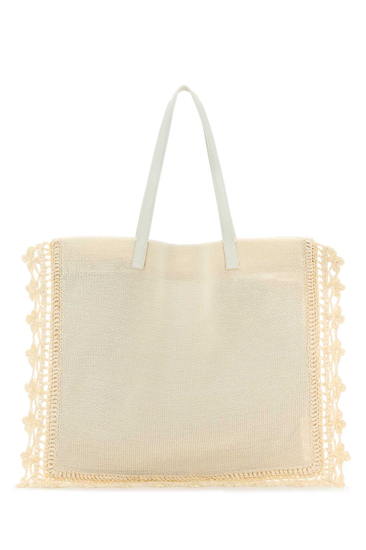 Jw Anderson Crochet Tote Bag — White Exterior: Fabric