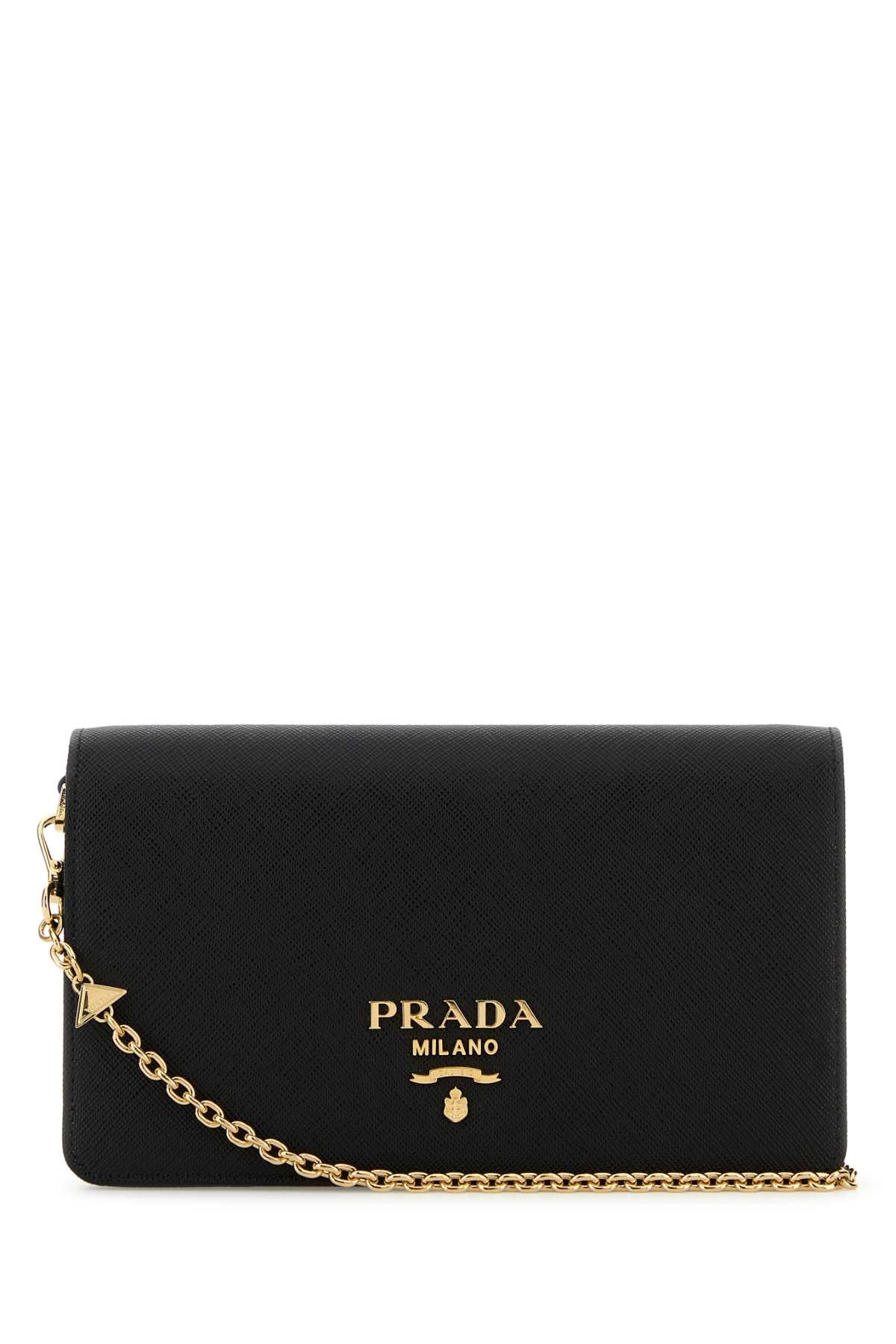 Prada Saffiano Leather Clutch — Black