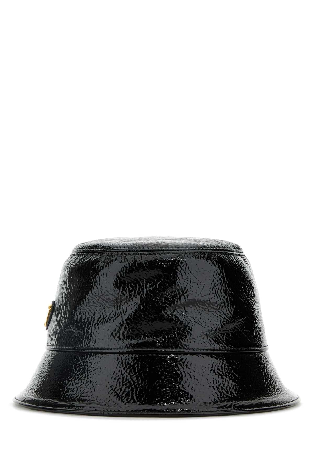 Prada Naplak Leather Bucket Hat — Black