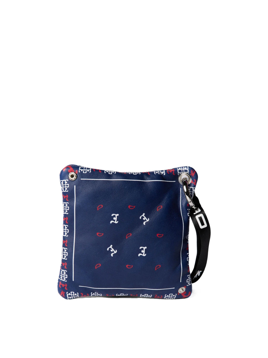 Etro Paisley Print Logo Wallet — Navy Leather