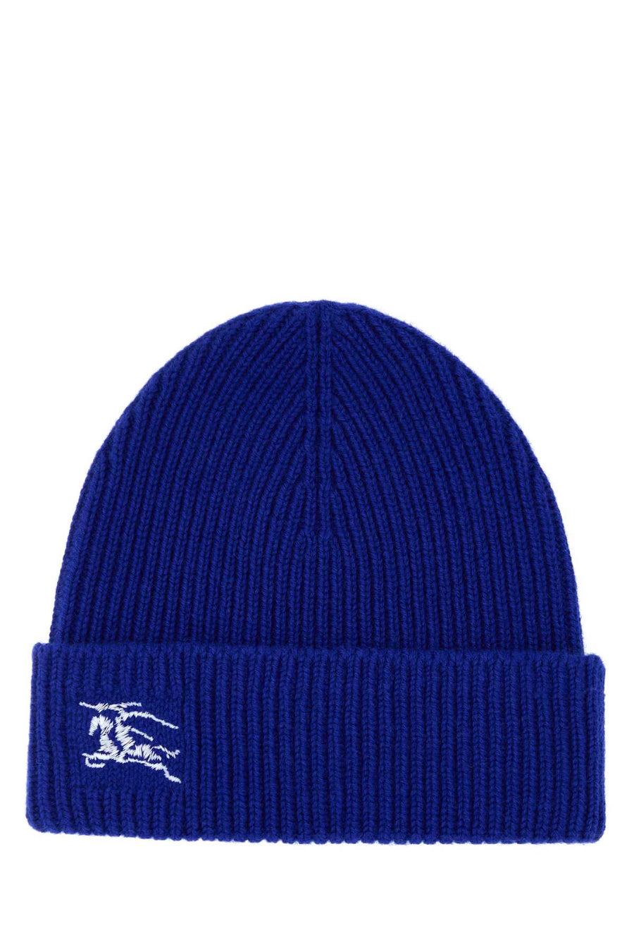 Burberry Cuffia Cashmere Ribbed Beanie — Blue Exterior: Beanies