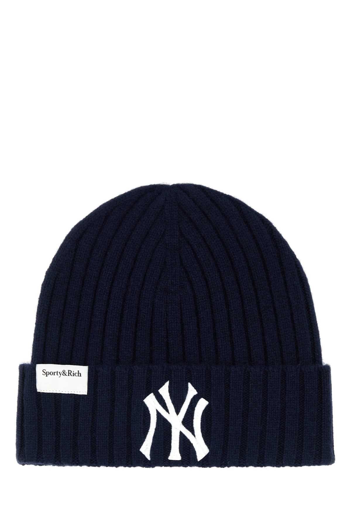 Sporty & Rich Heritage Beanie — Navy Exterior: Cashmere Wool Beanies