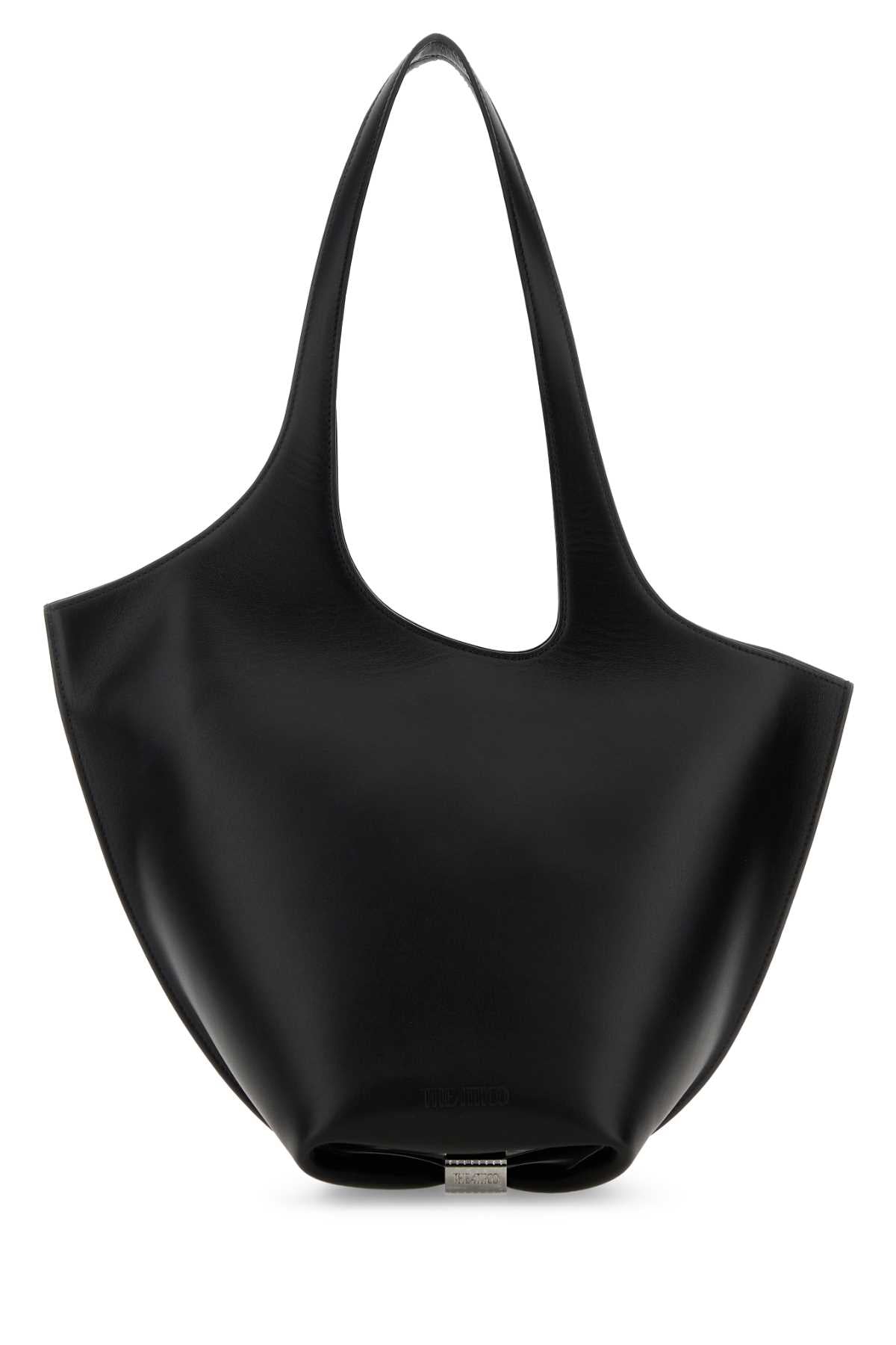 The Attico Sculptural Leather Shoulder Bag — Black