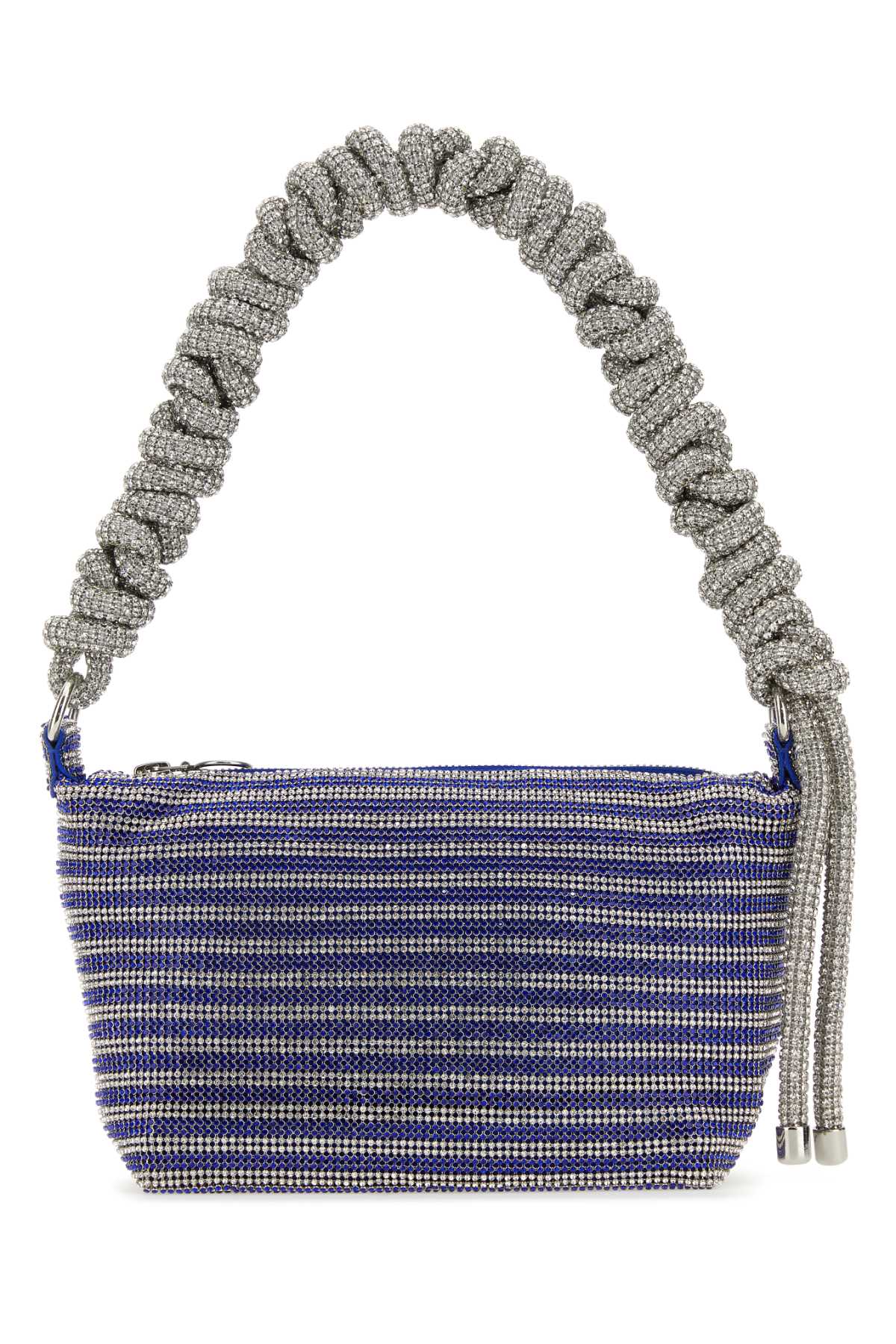 Kara Rhinestone Mesh Two-Tone Shoulder Bag — Blue