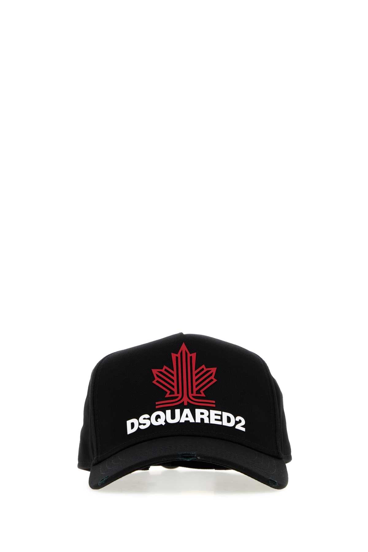 Dsquared2 Bcm103205c00001 Logo-Embroidered Baseball Cap — Black Exterior: Cotton Caps