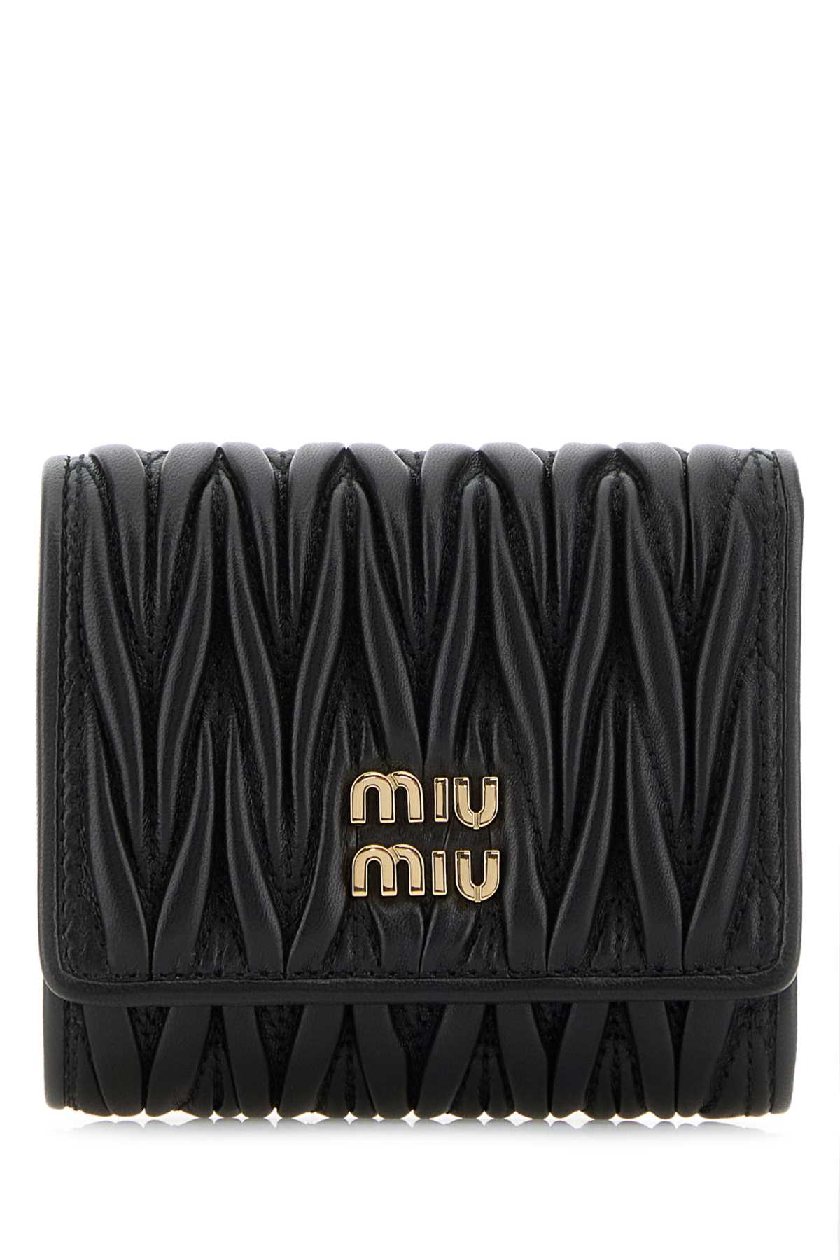 Miu Miu Matelassé Leather Wallet — Black