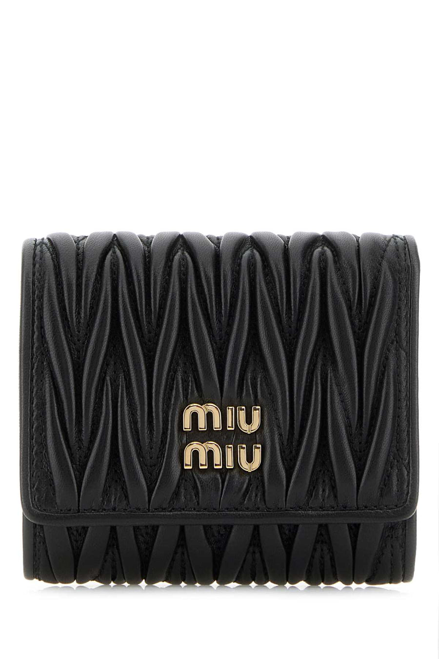 Miu Miu Matelassé Leather Wallet — Black