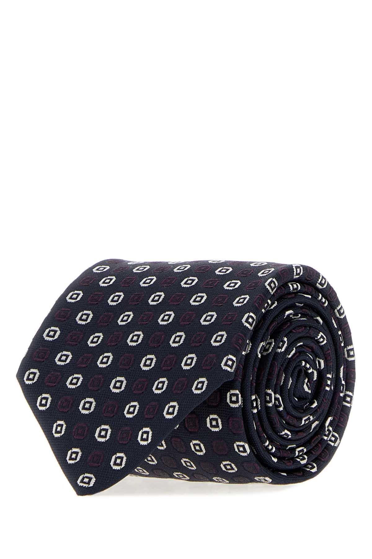 Saint Laurent Carreaux Necktie — Navy Exterior: Silk Lining: Neckties