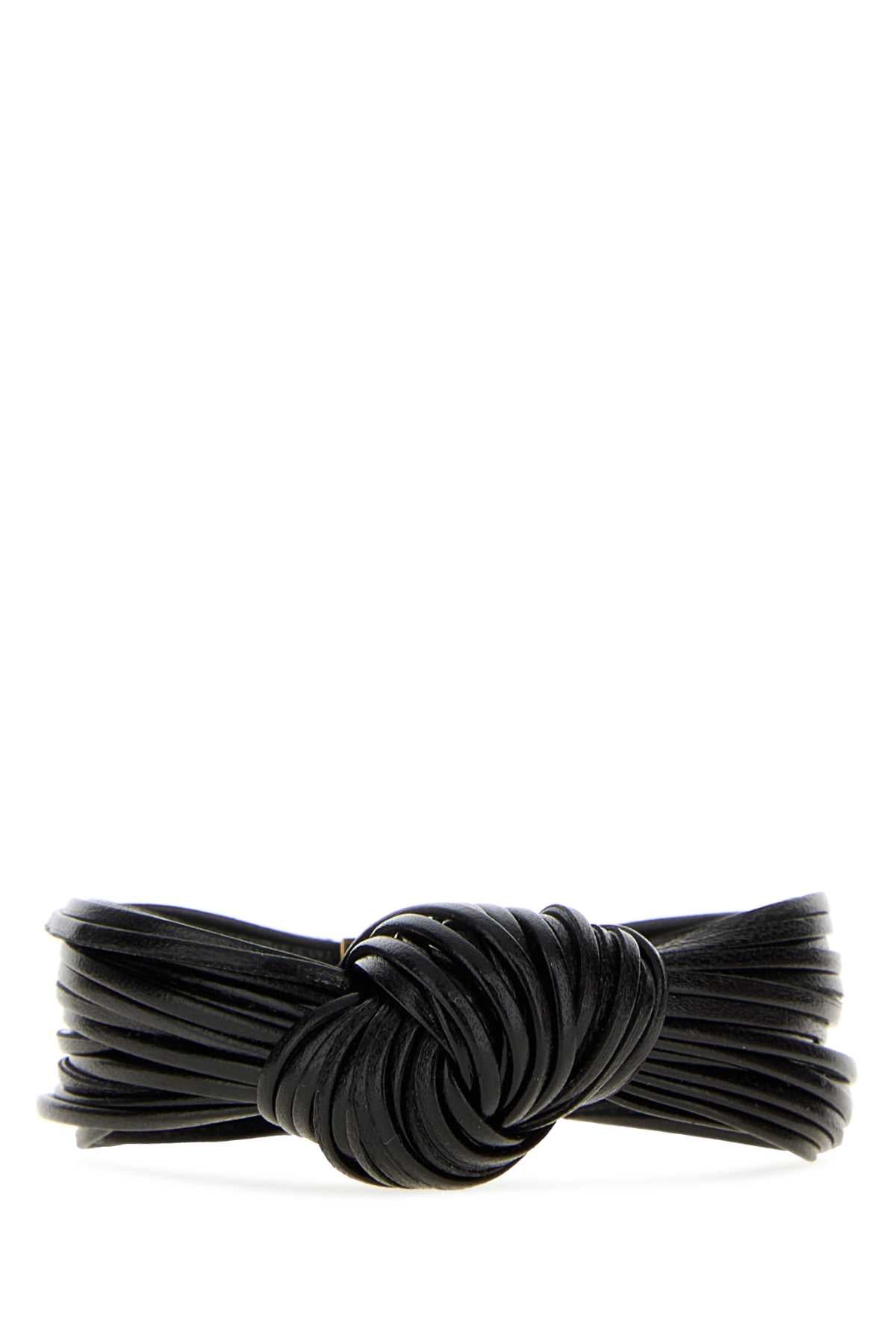 Bottega Veneta Knotted Leather Bracelet — Black Bracelets