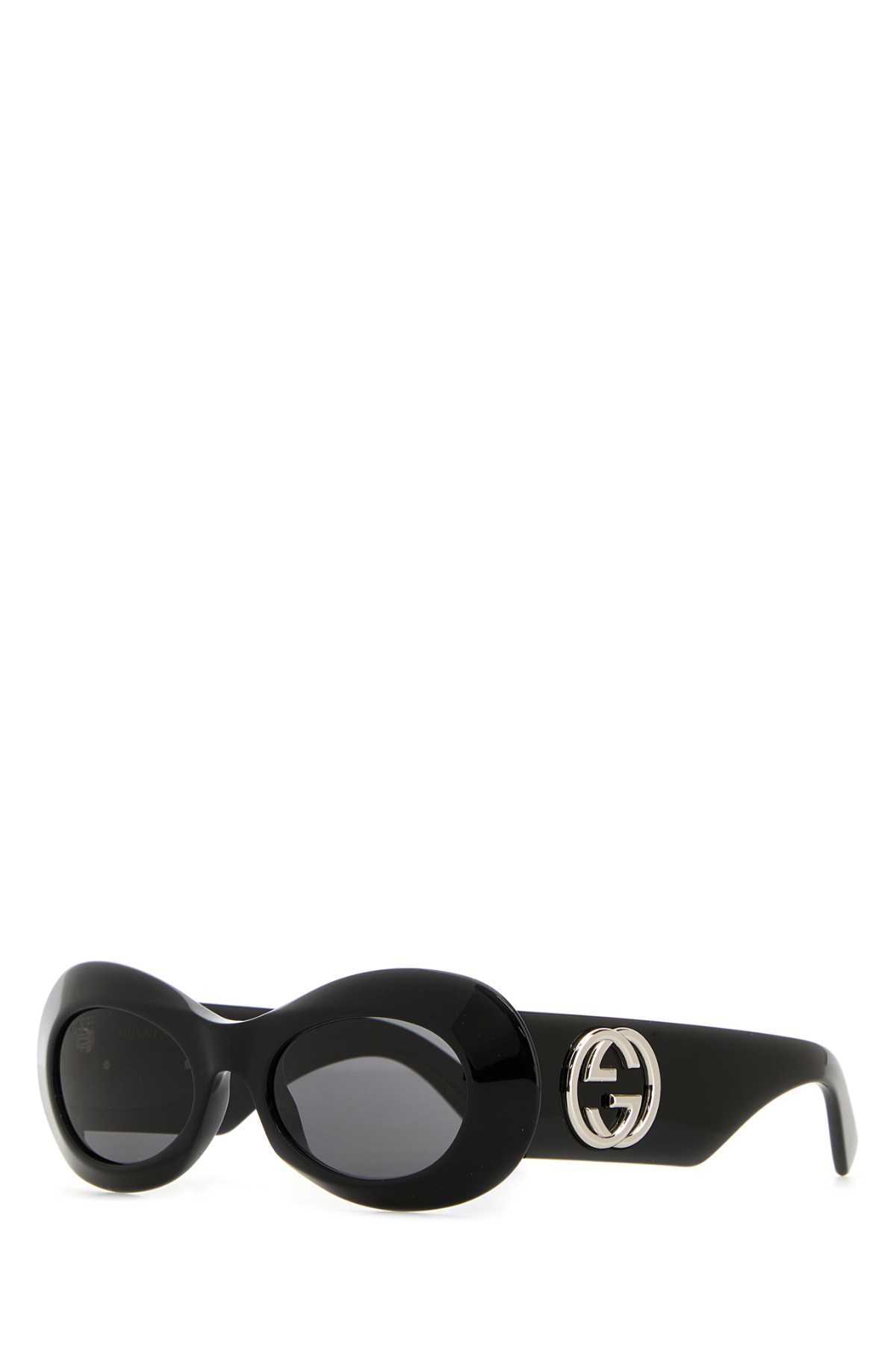 Gucci Gg1696s Oval Acetate Sunglasses — Black Exterior