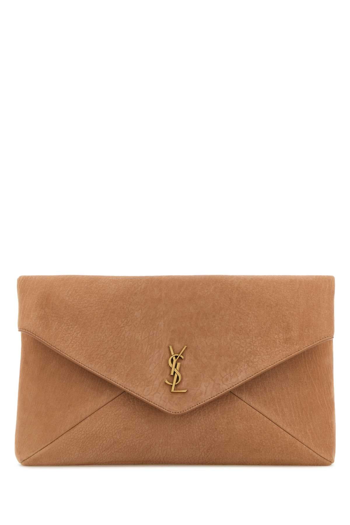 Saint Laurent Envelope Clutch — Beige