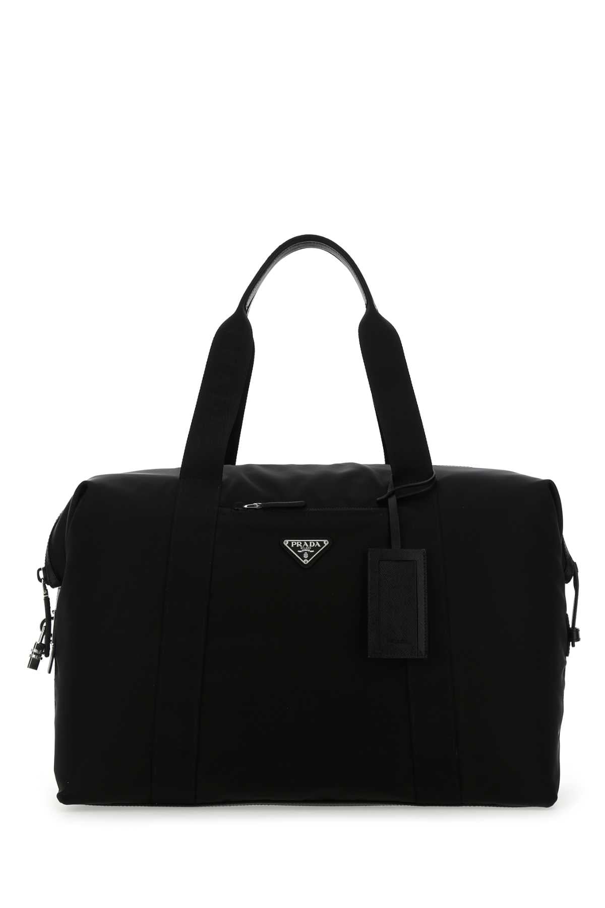 Prada Recycled Nylon & Calf Leather Top Handle Bag — Black Poliammidericiclata-vitello