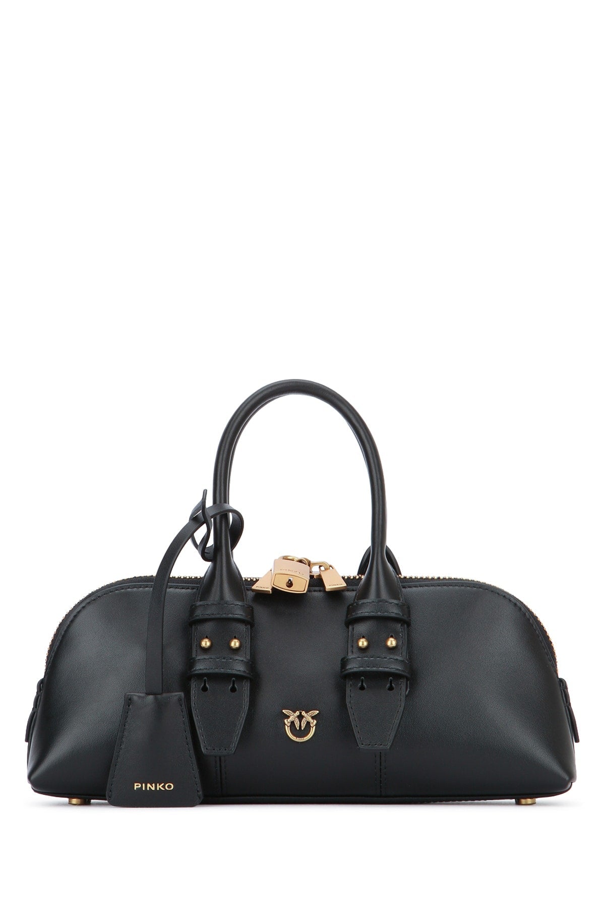 Pinko Baguette Shoulder Bag — Black Vitello Leather