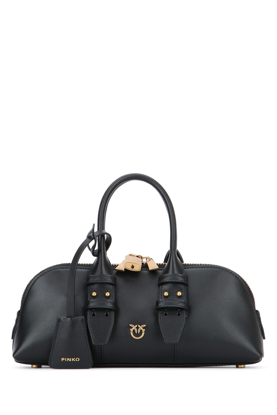 Pinko Baguette Shoulder Bag — Black Vitello Leather