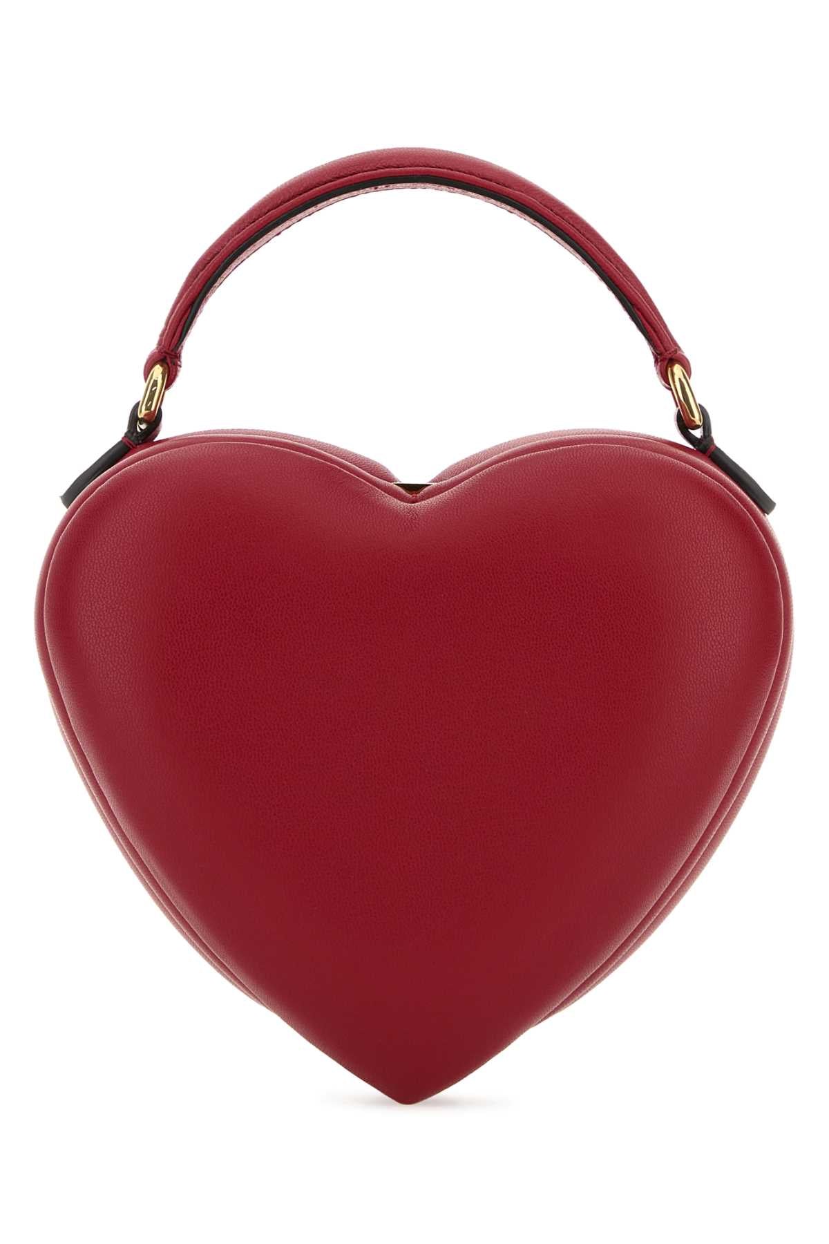 Moschino Nappa Leather Heart Top Handle Bag — Red