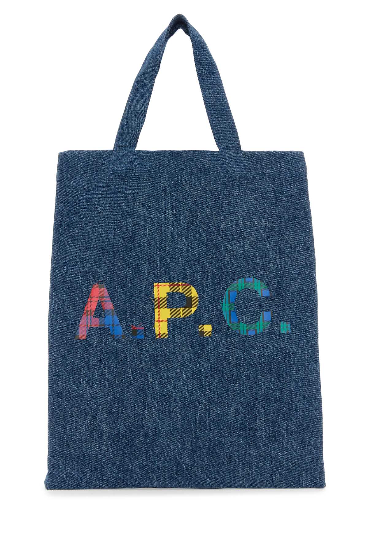 A.p.c. Logo-Appliqué Denim Tote Bag — Blue Exterior: Cotton