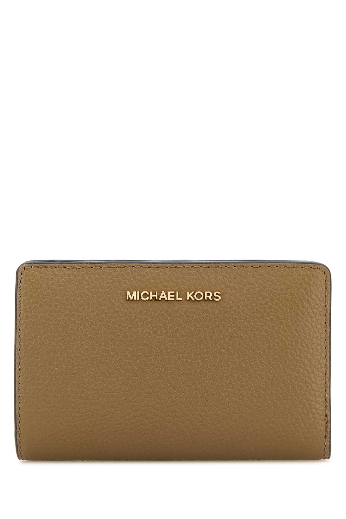 Michael By Kors Pebble Leather Wallet — Beige