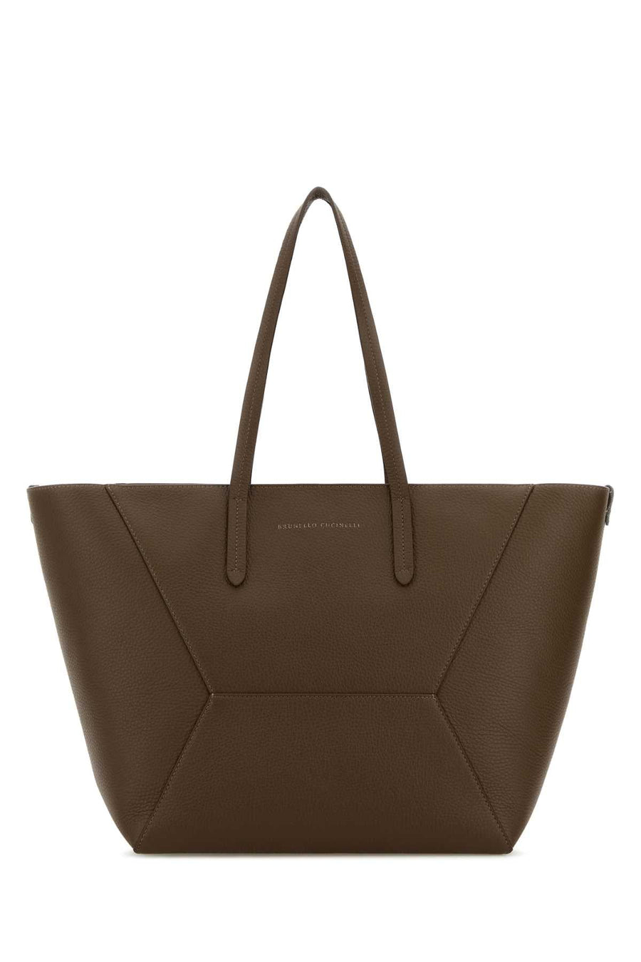 Brunello Cucinelli Sculptural Leather Tote Bag — Brown
