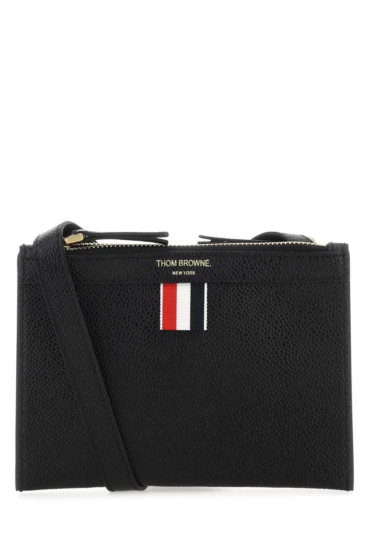 Thom Browne Grained Leather Card Case — Black Cases