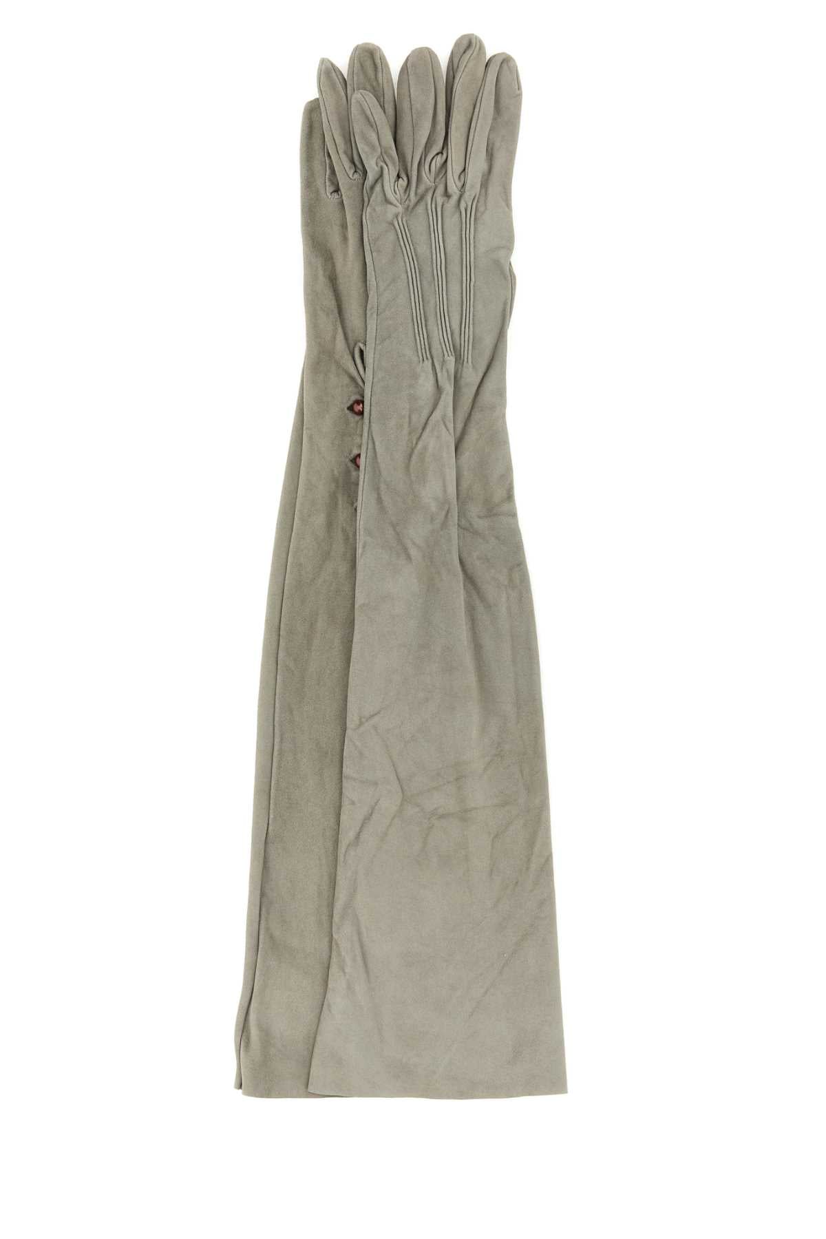 Prada Suede Long Gloves — Gray Agnello