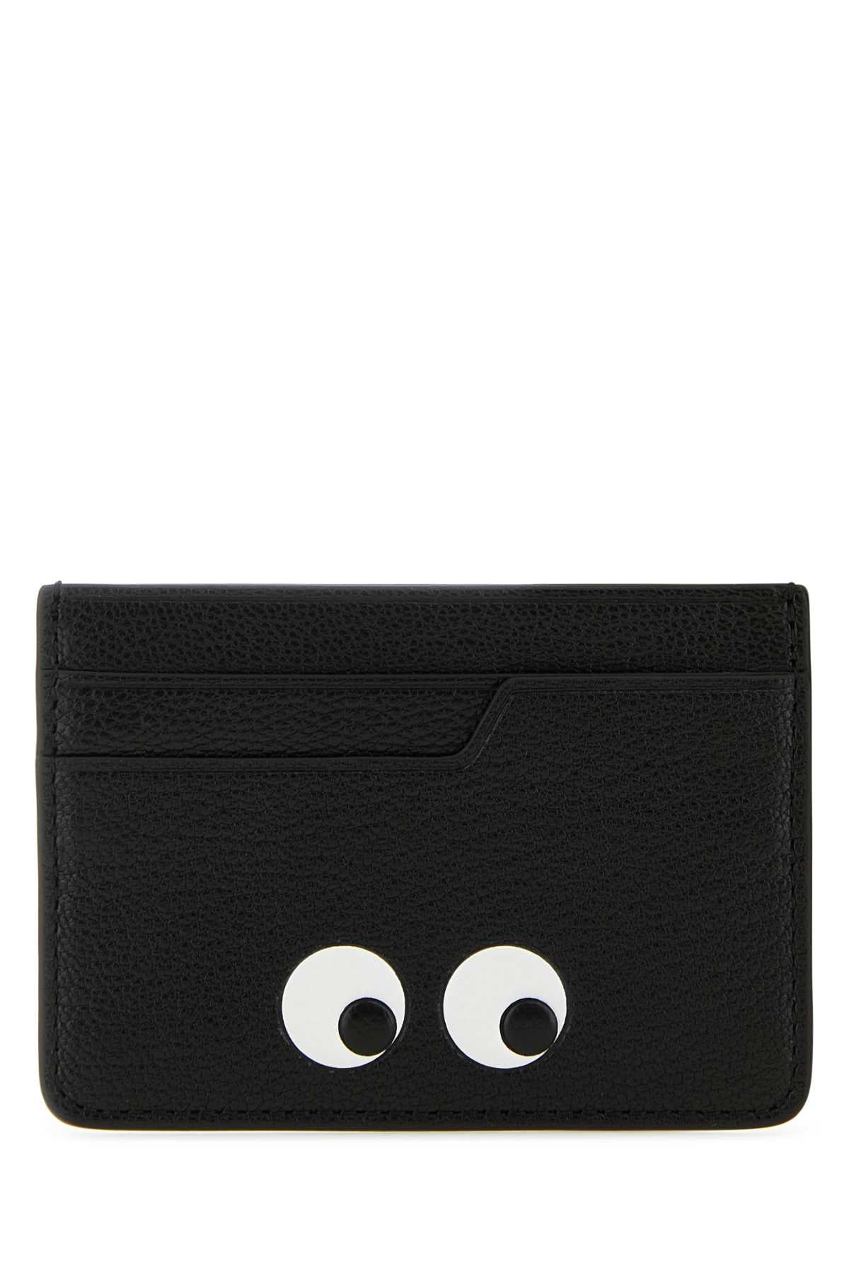 Anya Hindmarch Eyes-Embellished Goatskin Card Case — Black Cases