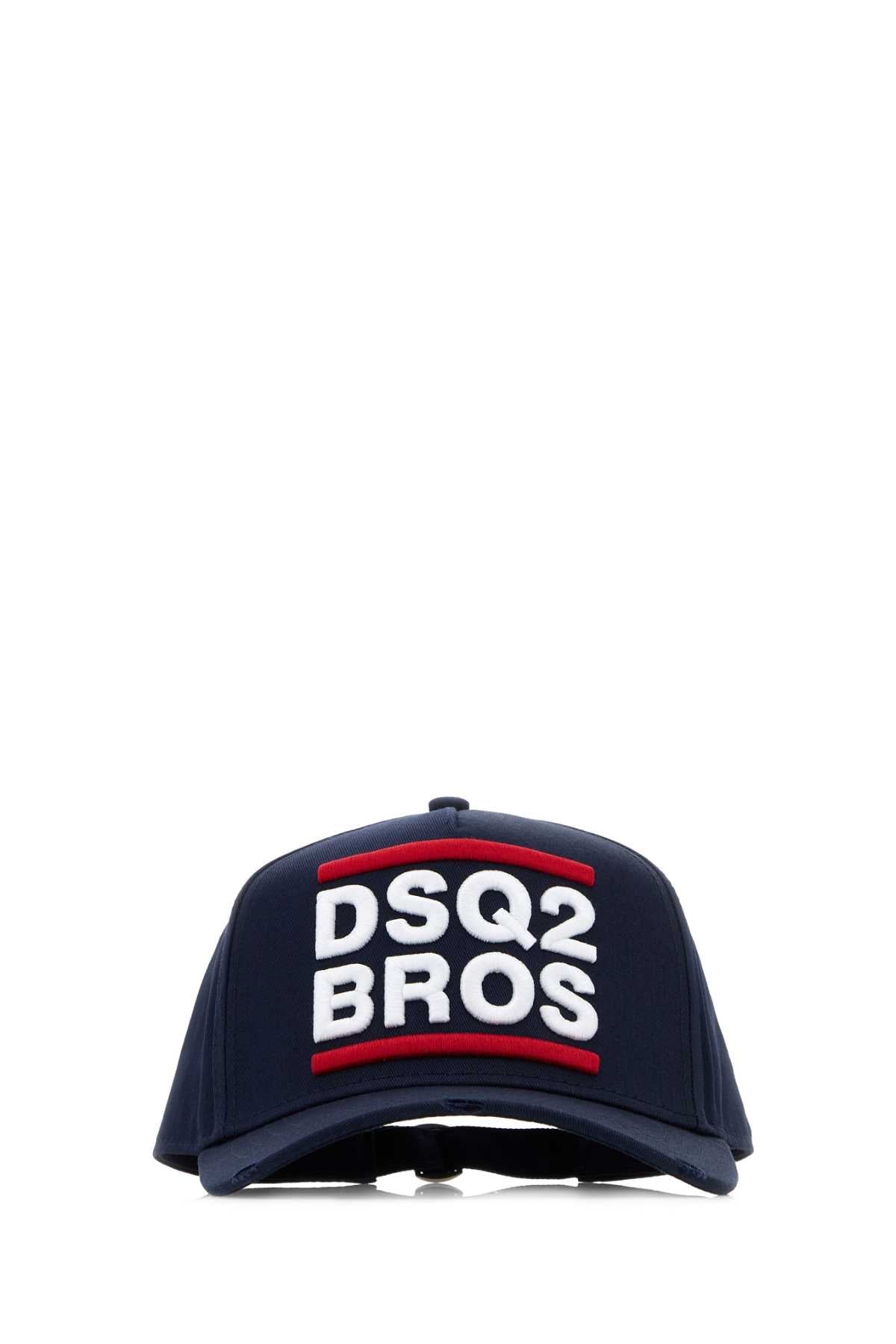 Dsquared2 Hat Logo-Embroidered Cotton Baseball Cap — Navy Exterior: Caps