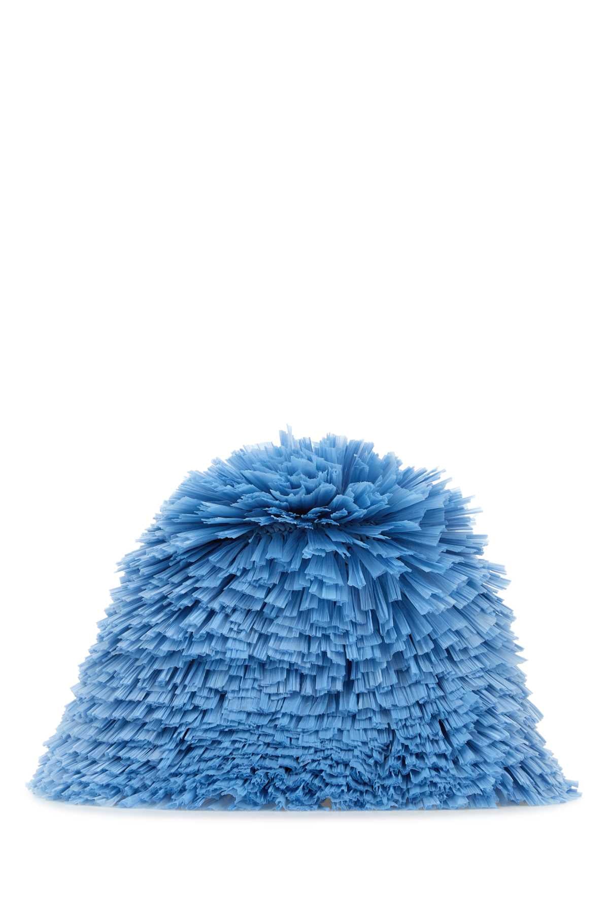 Prada Embellished Raffia Bucket Hat — Blue