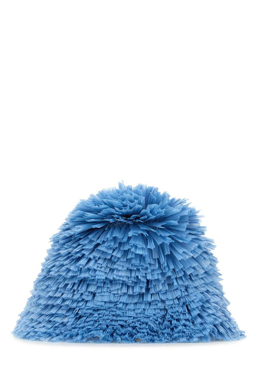 Prada Embellished Raffia Bucket Hat — Blue