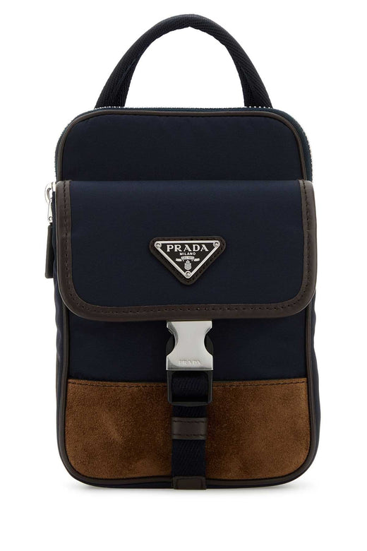 Prada Two-Tone Nylon And Suede Phone Wallet — Navy Poliammidericiclata-vitello