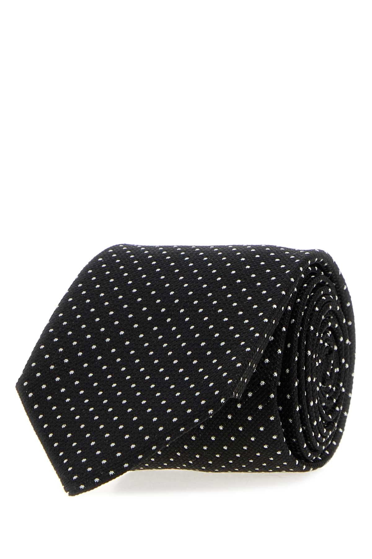 Tom Ford Dots Belt — Black Silk Knit With Silver Studs