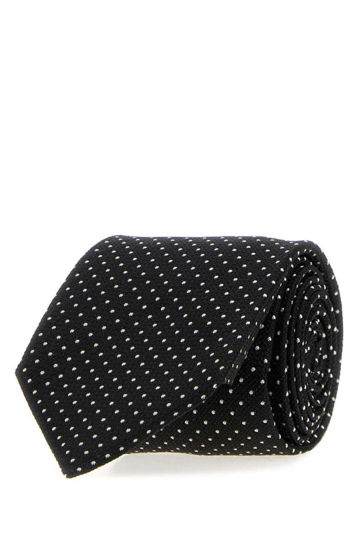 Tom Ford Dots Belt — Black Silk Knit With Silver Studs