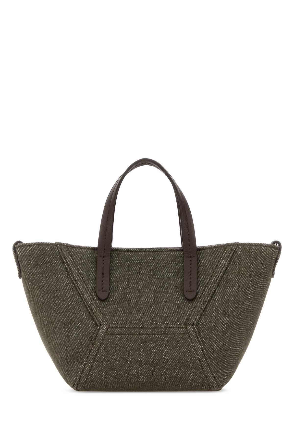 Brunello Cucinelli Fabric Tote-Proportioned Shoulder Bag — Green