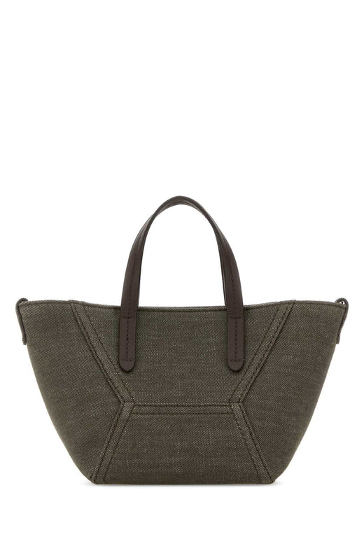 Brunello Cucinelli Fabric Tote-Proportioned Shoulder Bag — Green