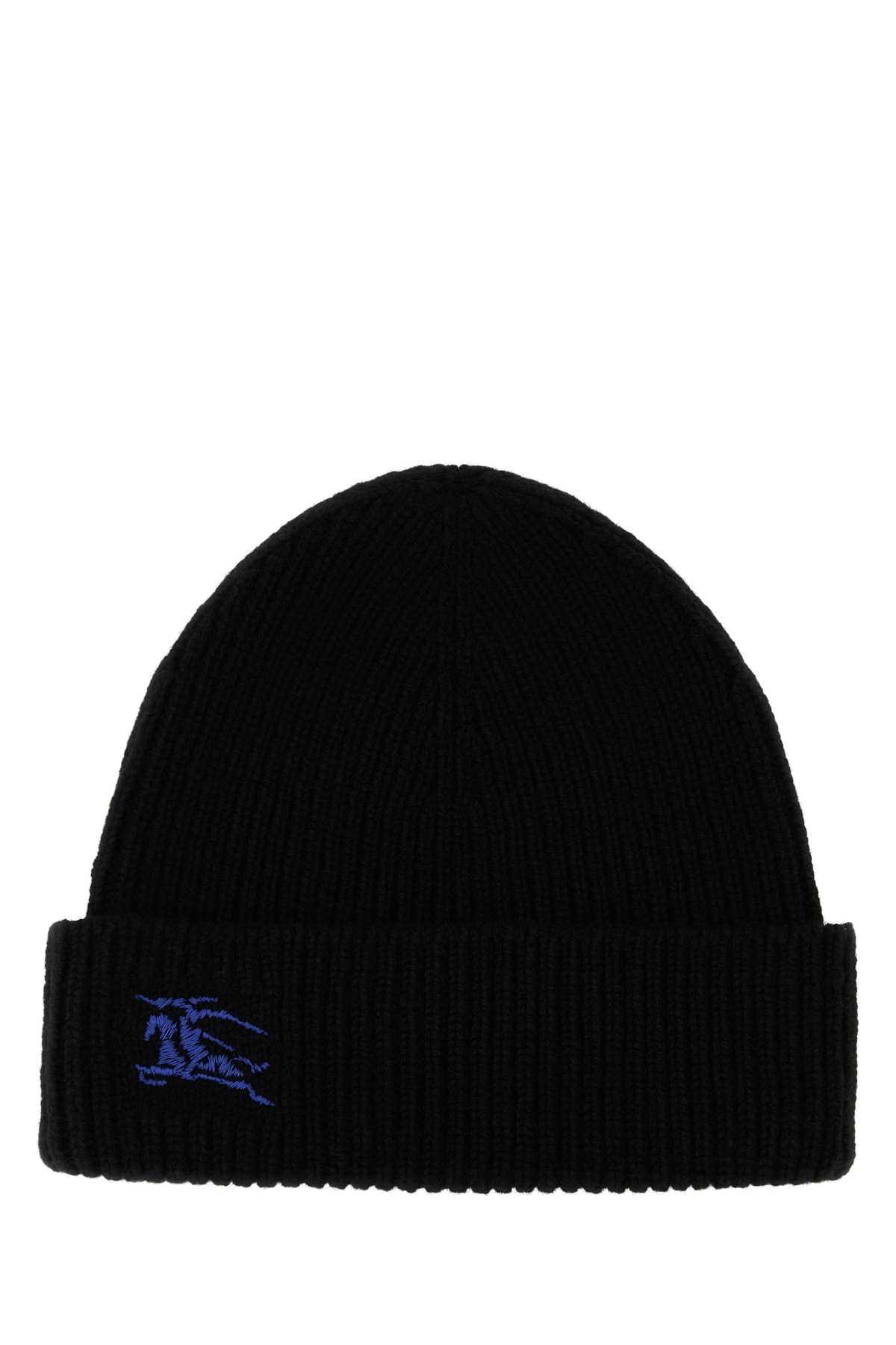 Burberry Cuffia Cashmere Beanie — Black Exterior: Beanies