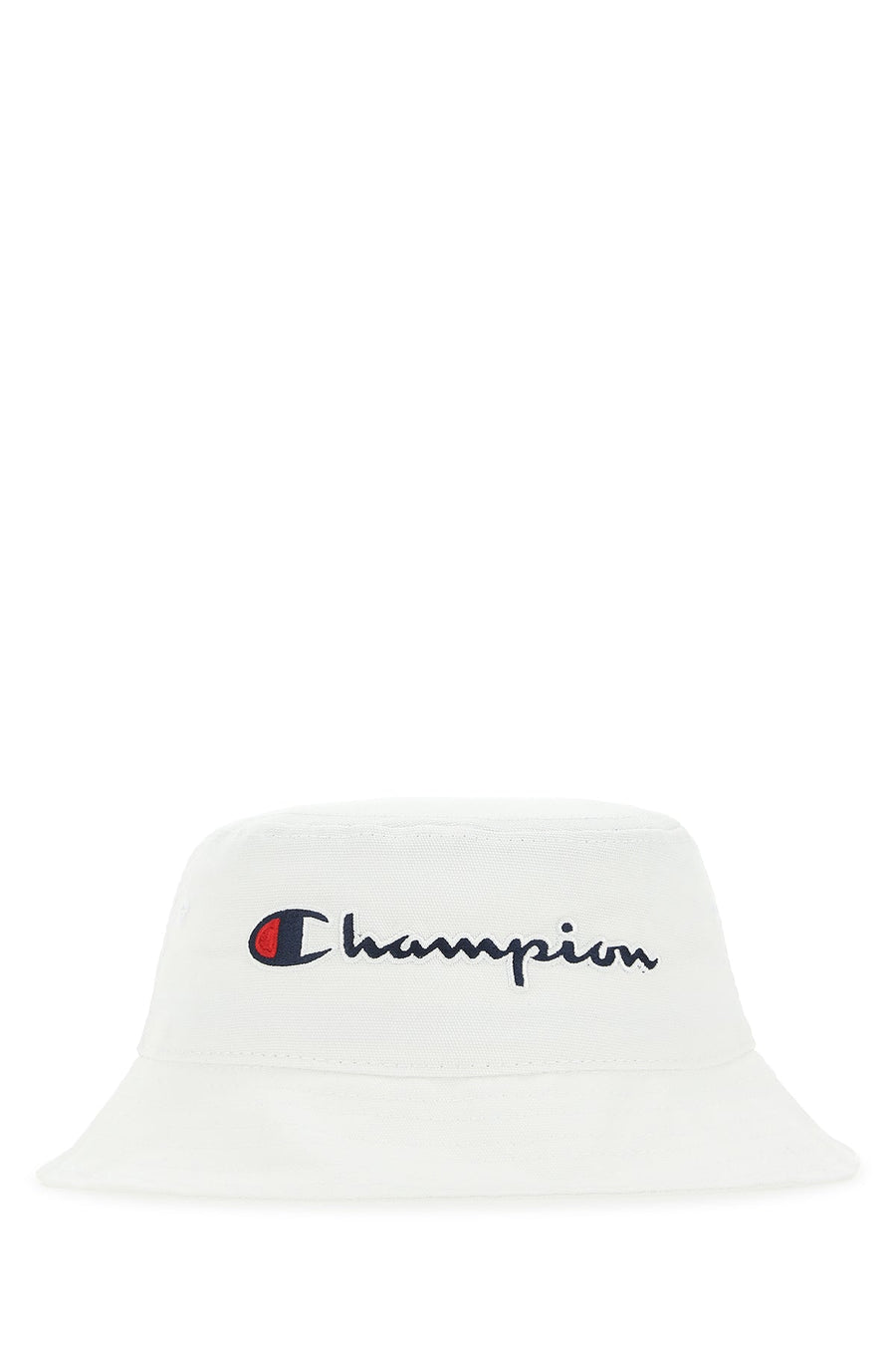 Champion Embroidered Logo Cotton Bucket Hat — White Exterior