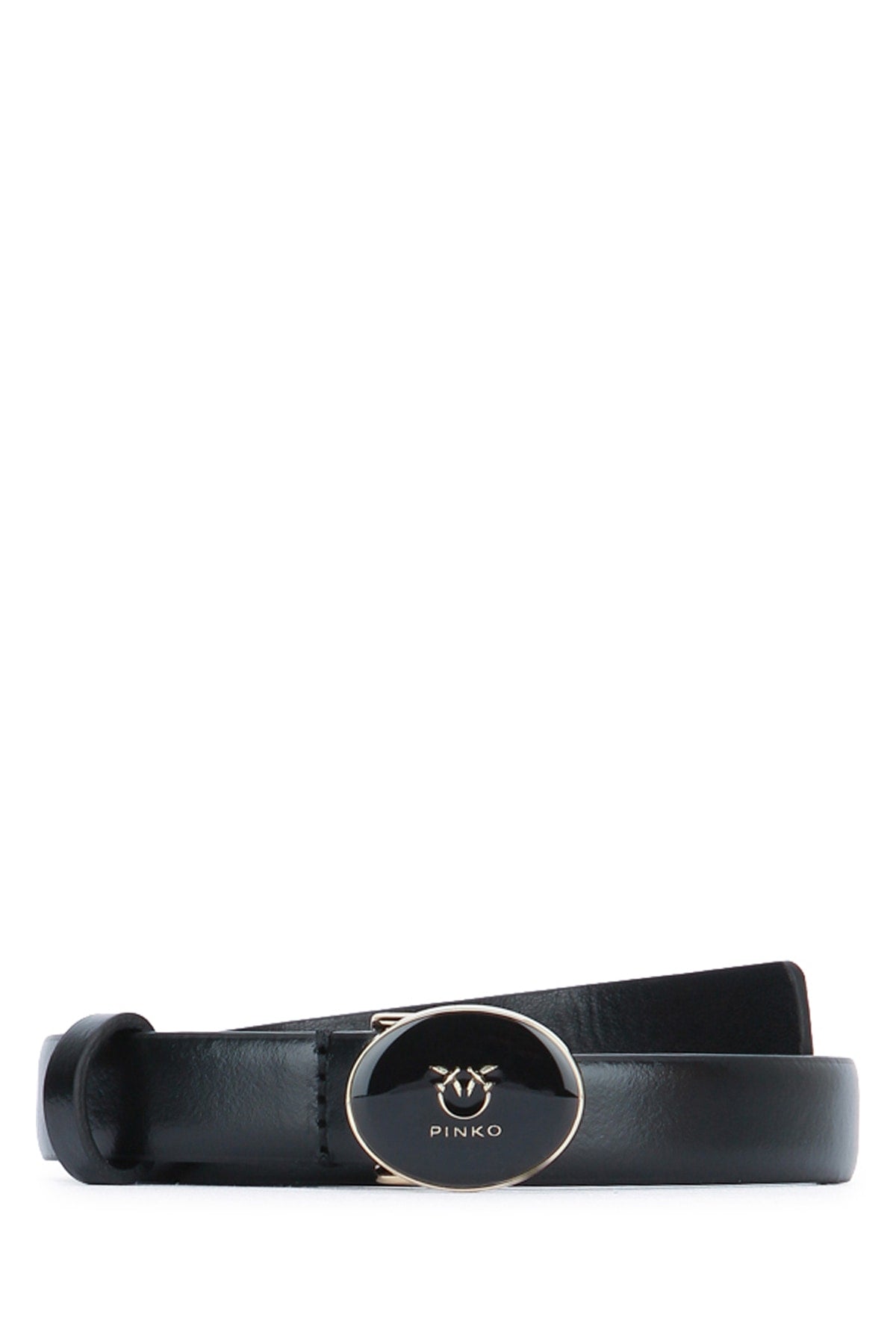 Pinko Enamel Belt — Black Leather