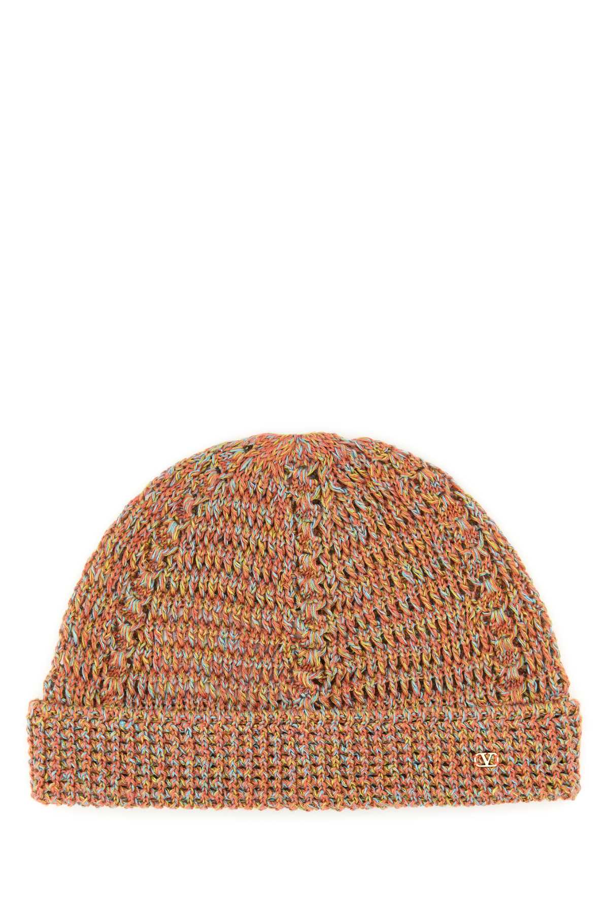 Valentino Garavani Beanie Linen Blend Knitted — Multicolor Exterior: Cotton Beanies