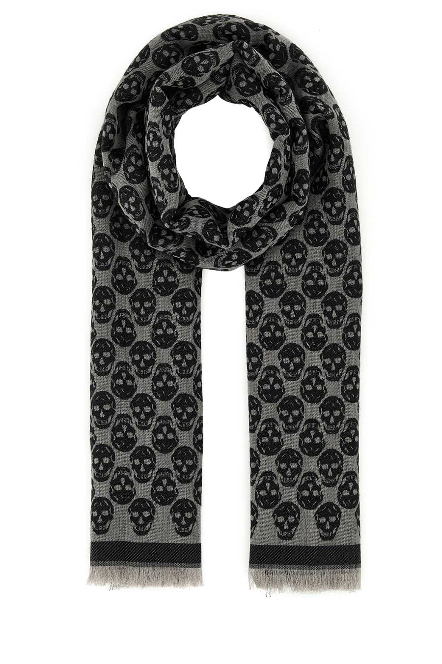 Alexander Mcqueen Skull Scarf — Gray Sc Monogram Scarfs