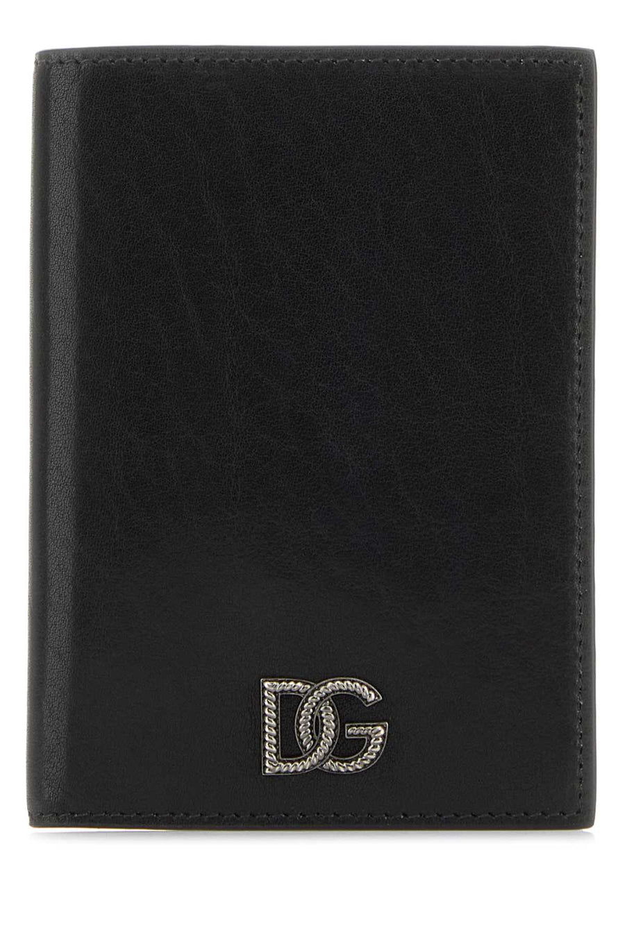 Dolce & Gabbana Leather Passport Wallet — Black Vitello