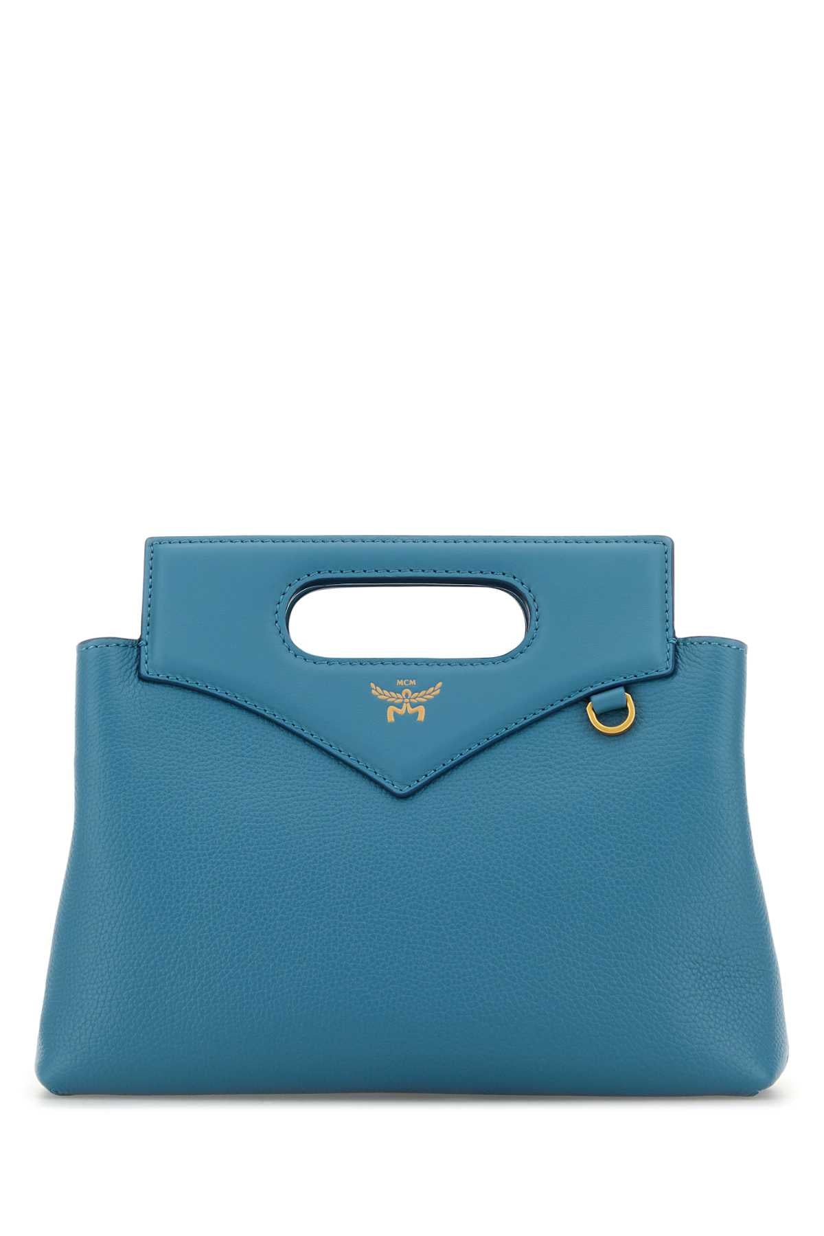 Mcm Structured Calf Leather Top Handle Bag — Blue