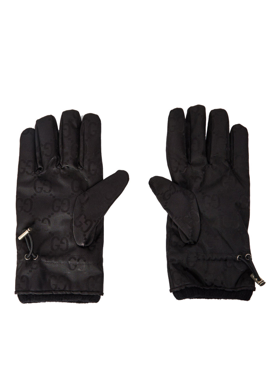 Gucci Gg Monogram Logo Gloves — Black Polyamide
