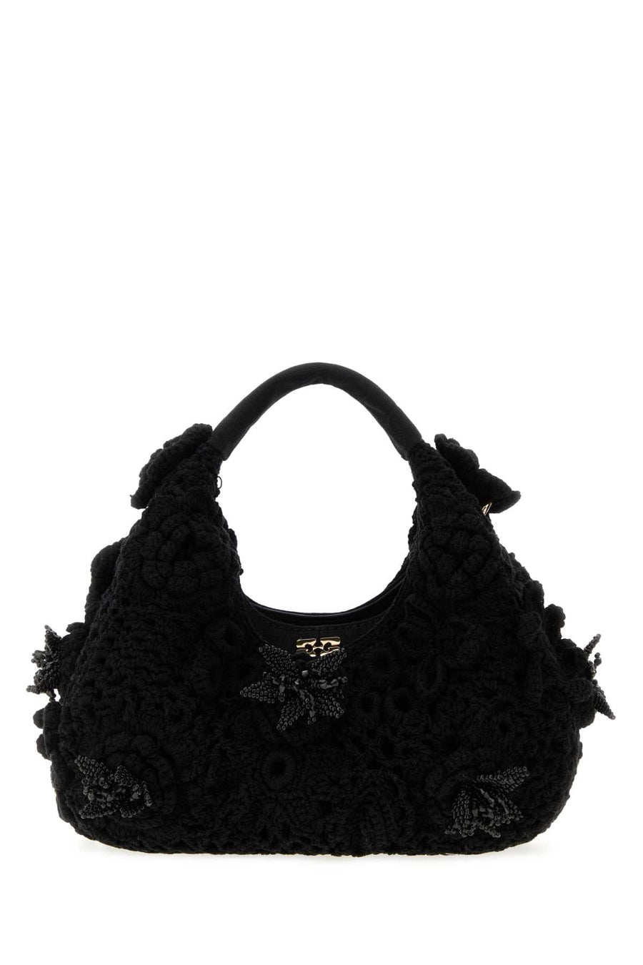 Ganni Crochet Hobo Bag — Black