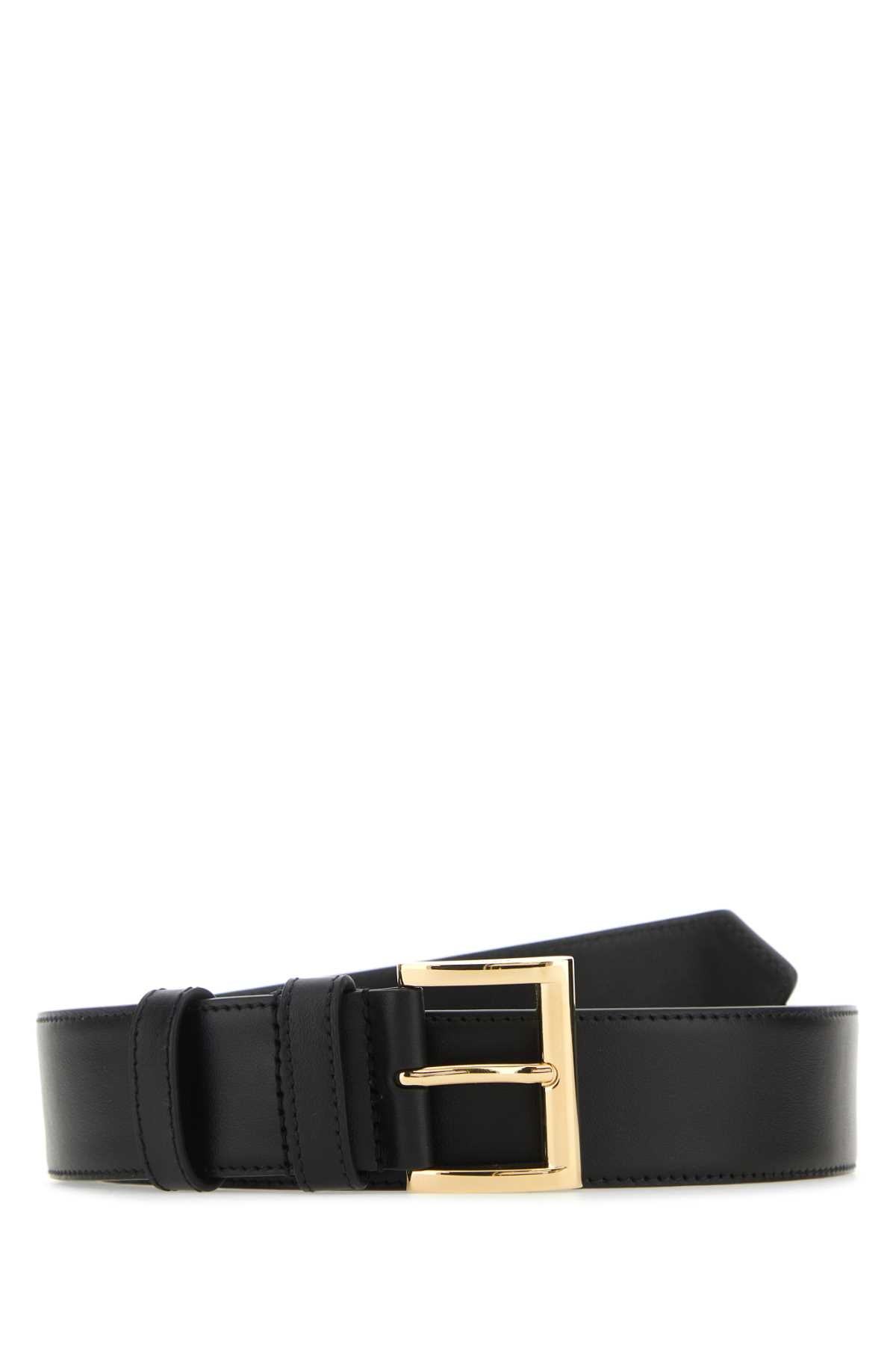 Prada Vitello Leather Belt — Black