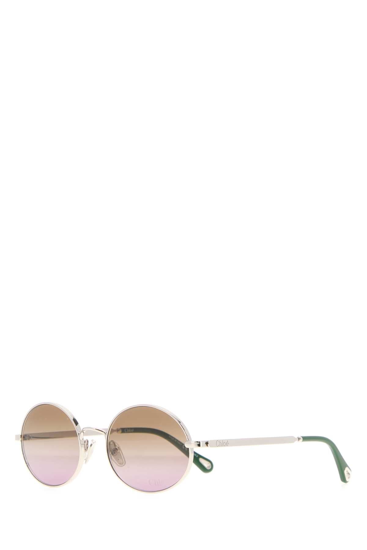 Chloé Sunglass Gradient Tinted Round Metal Sunglasses — Silver