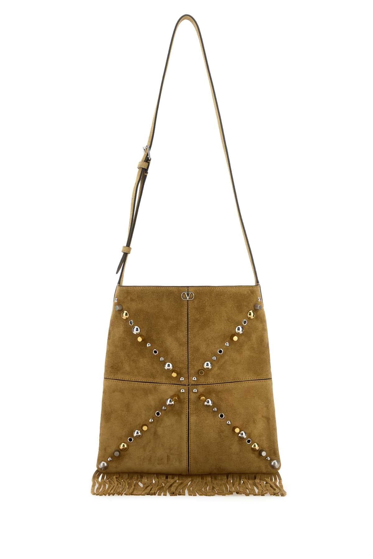 Valentino Garavani Scarf Shoulder Bag — Beige