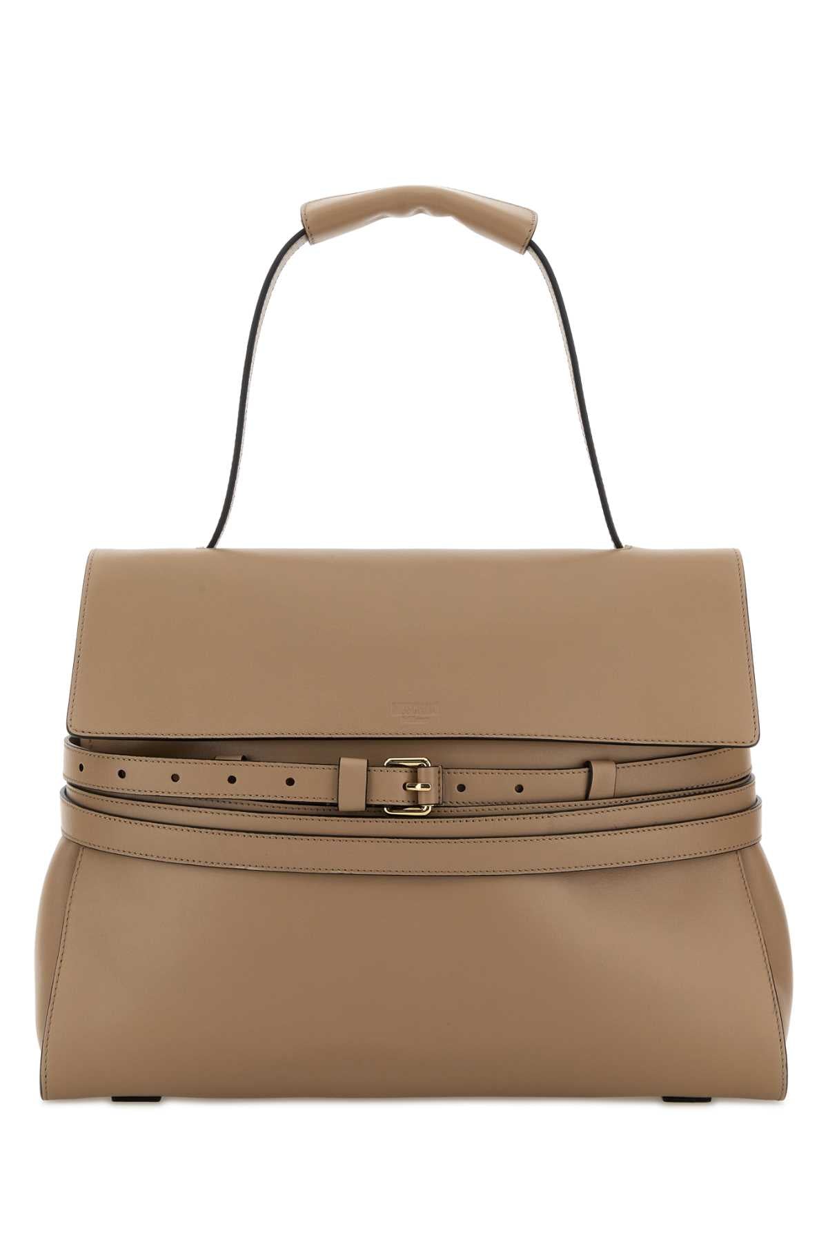 Moschino Nappa Leather With Belt Detail Shoulder Bag — Beige