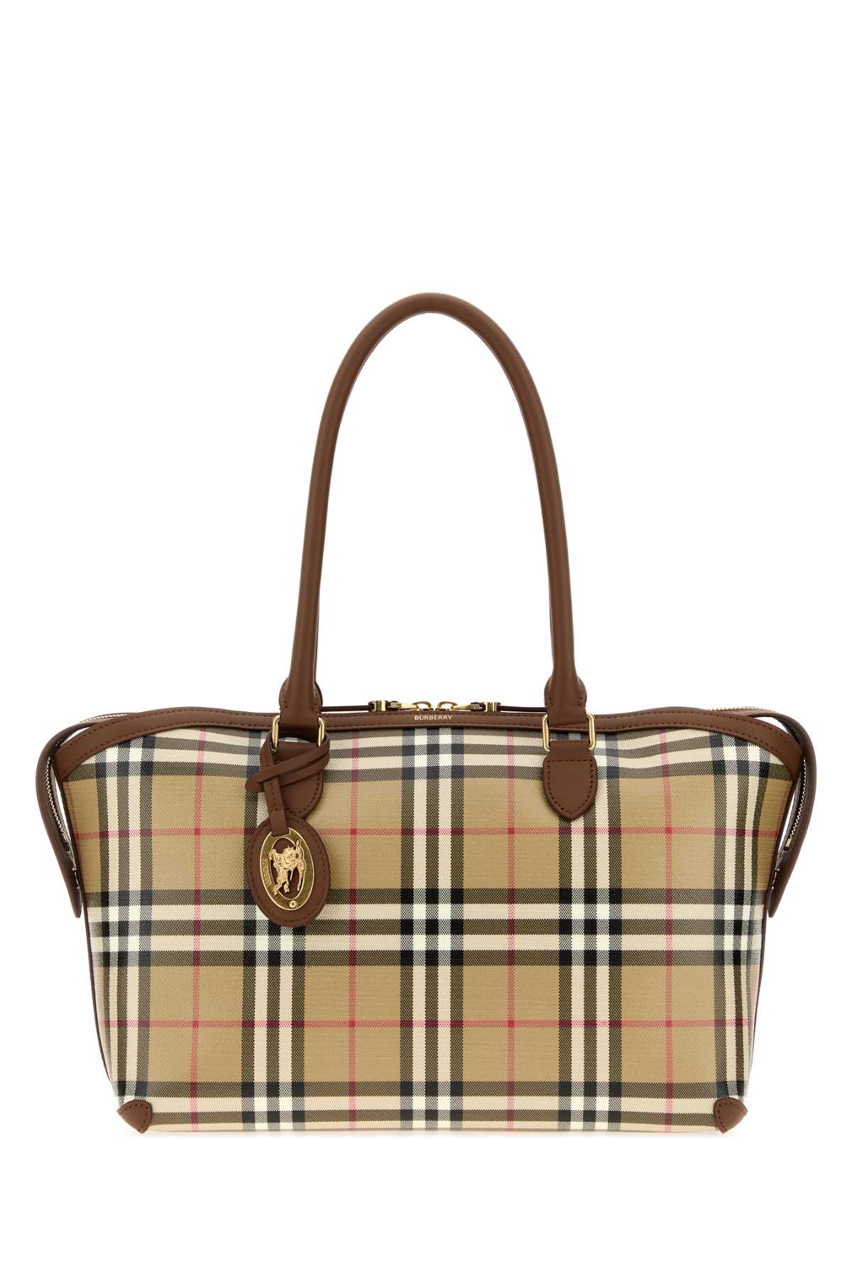 Burberry Vintage Nova Check Tote Bag — Beige